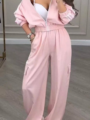 athleisure tracksuit in white with mock neck
