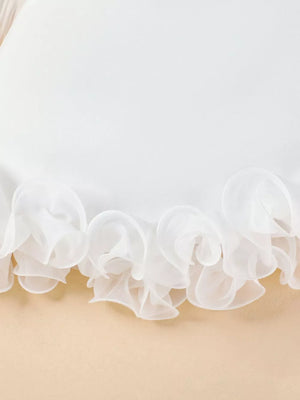 White baby cami and skirt ensemble with delicate ruffled hem detail.