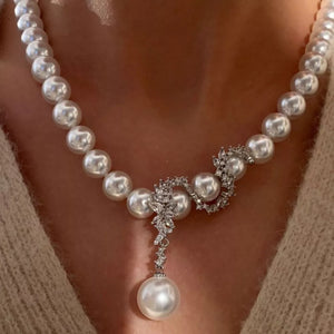 Synthetic Pearl,Alloy,Zircon Care instructions: Avoid wearing during exercise, a necklace in White with fitted silhouette