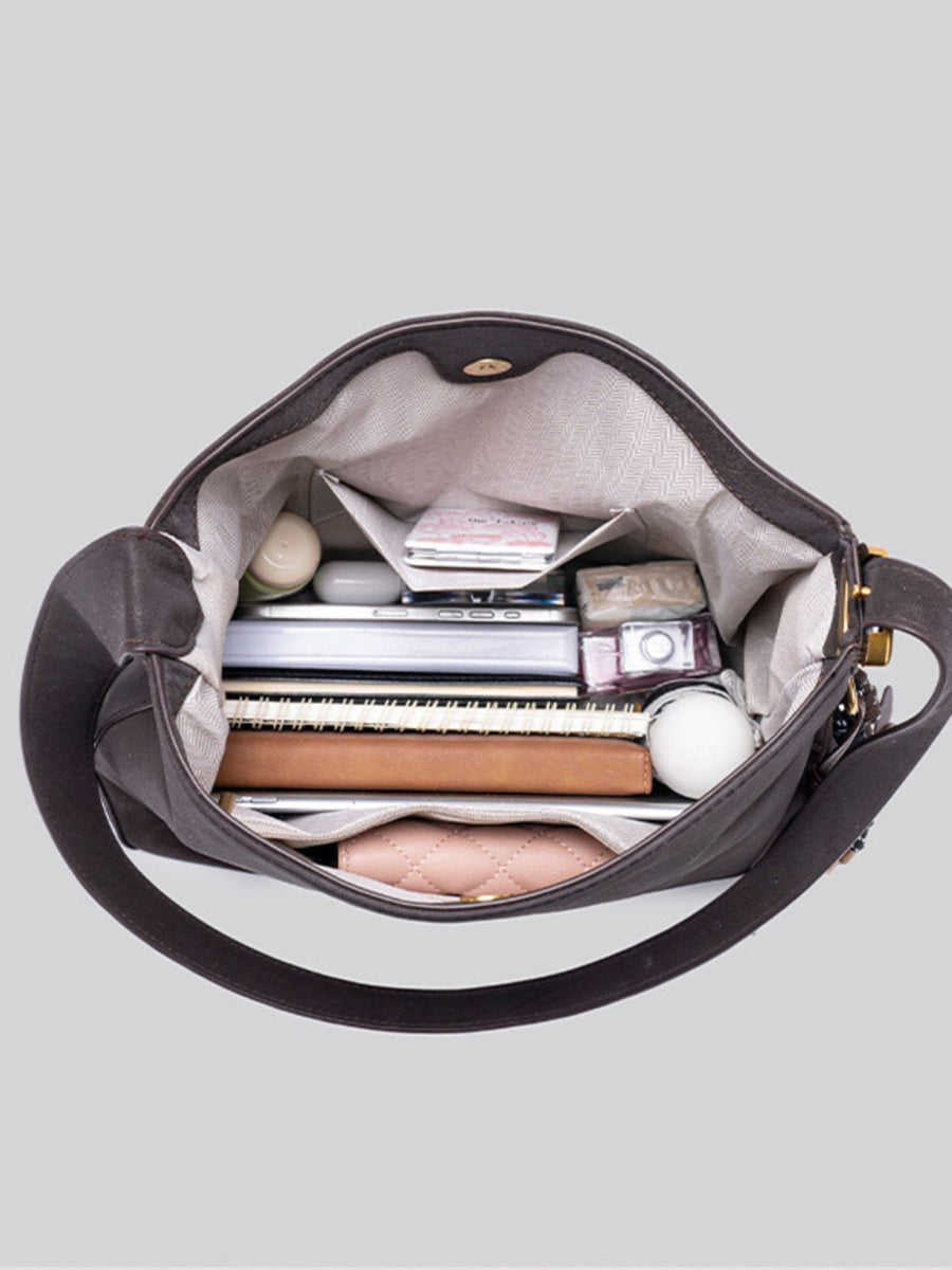 Brown with handbag with shoulder strap