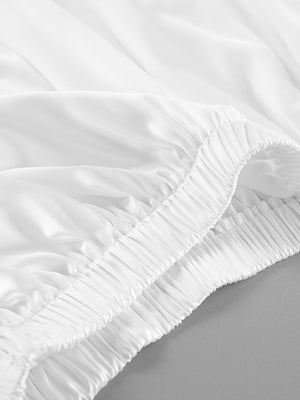 White high-waisted maxi skirt with elasticated waistband detail