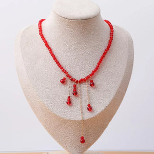 Gothic Beaded Tassel Necklace Zinc Alloy in red with beaded