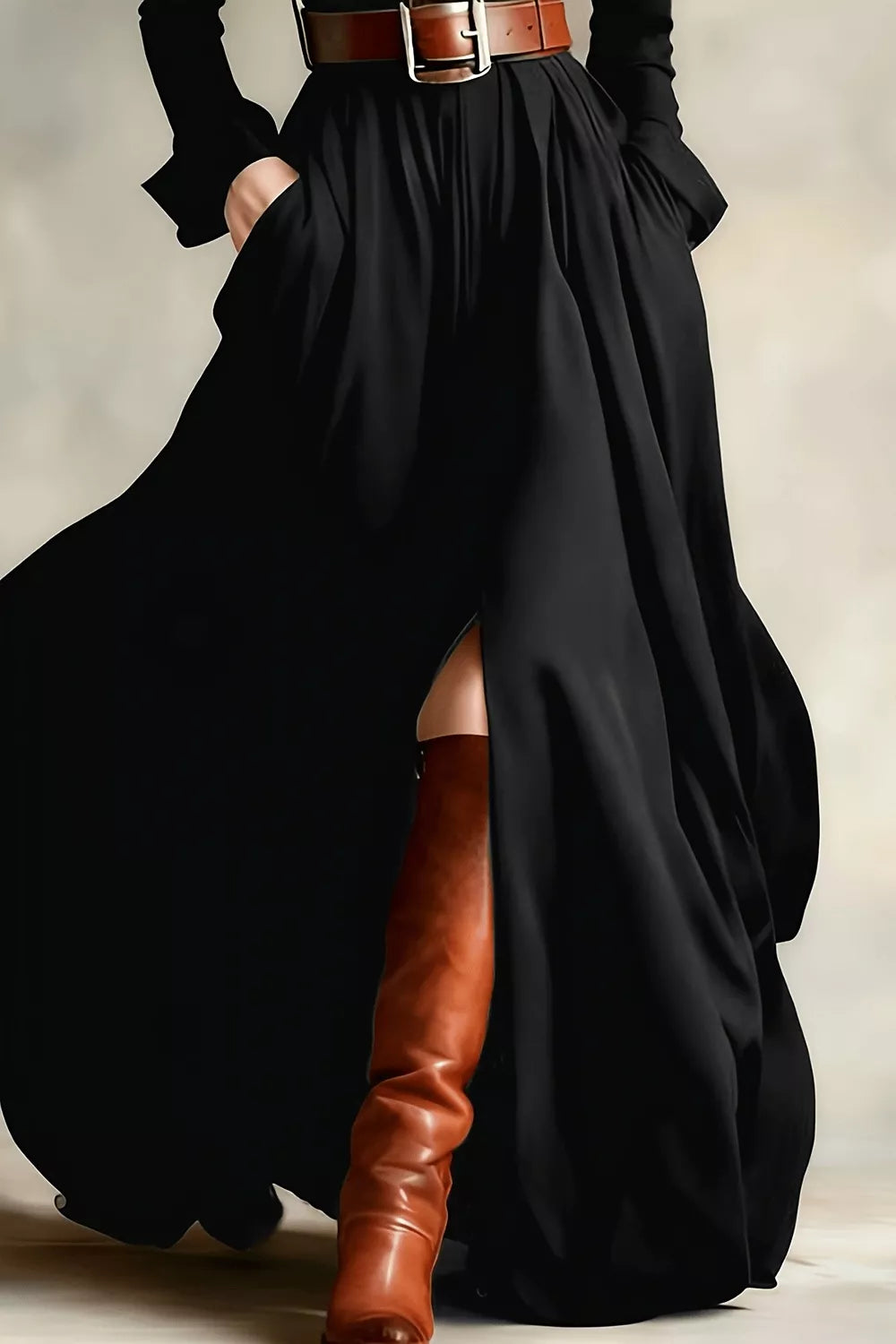black shirt dress with maxi and button-front