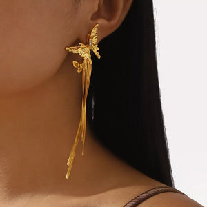 earrings featuring butterfly in Silver with 18K Gold-Plated, Alloy, Silver-plated Care instructions: Avoid wearing during ex