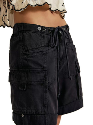 cargo shorts in Army Green with drawstring waist and bermuda