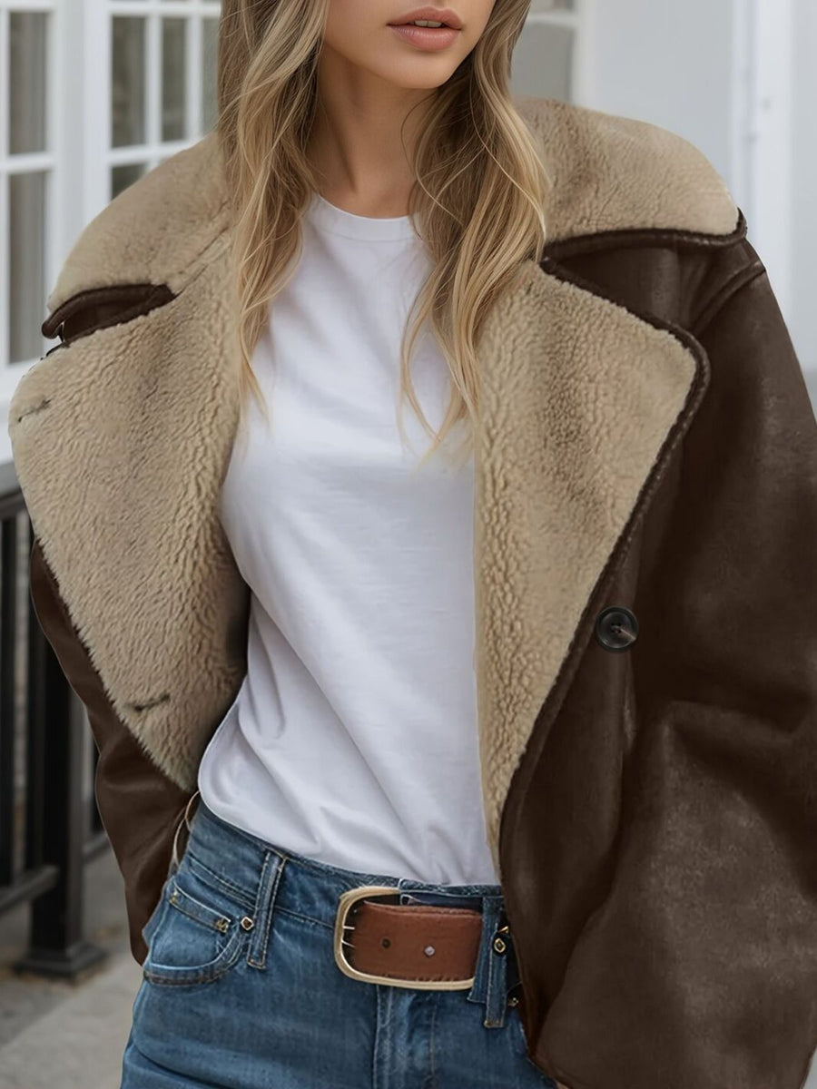 100% polyester Care instructions: Machine wash cold jacket in Coffee Brown with relaxed silhouette