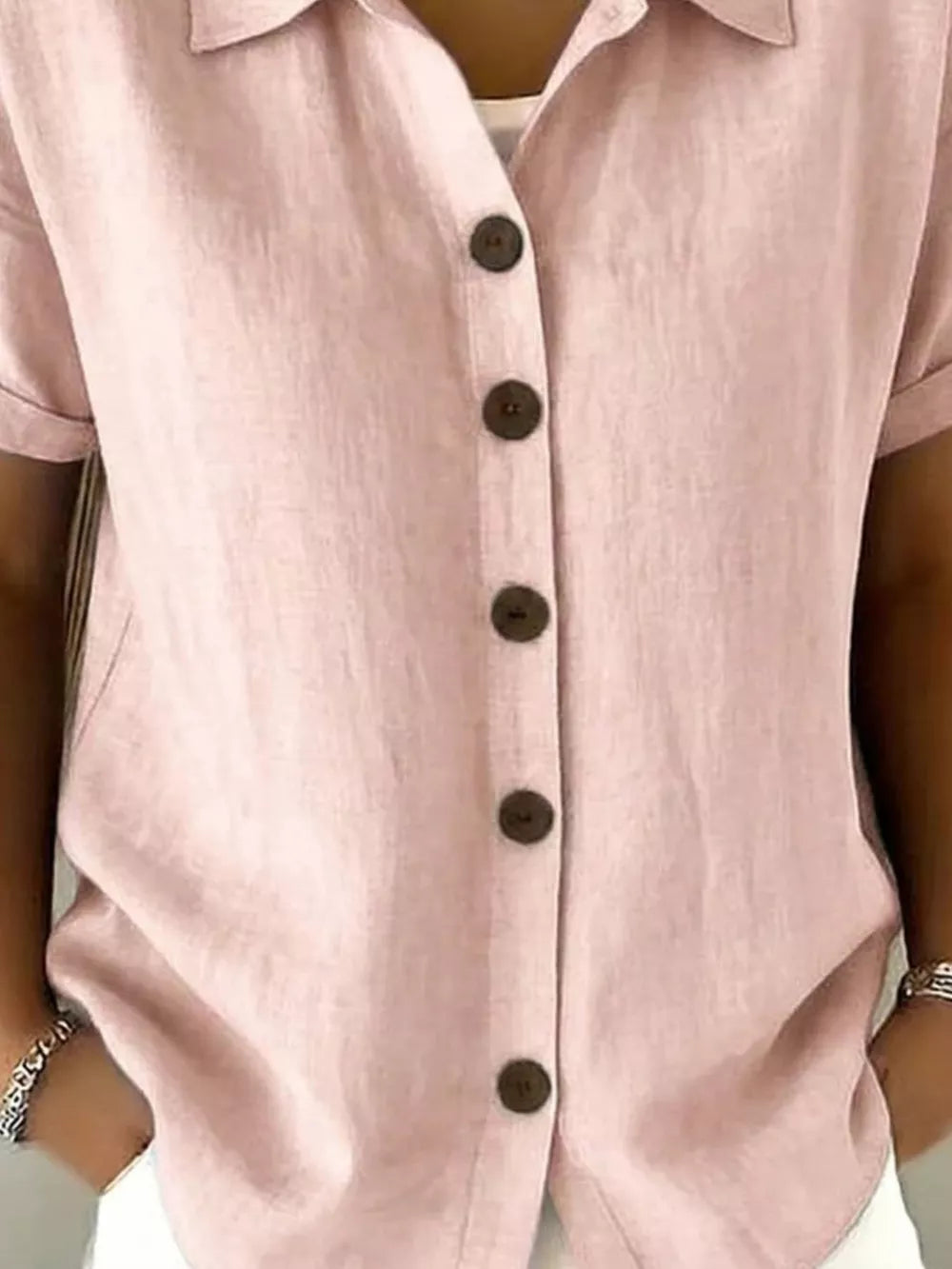 Green Full Size Button Up Short Sleeve Shirt