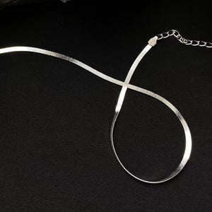 silver necklace with choker and hook-and-eye