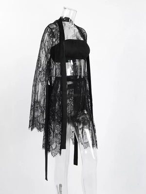 lounge set featuring floral in Black with 100% nylon Care instructions: Machine wash cold texture