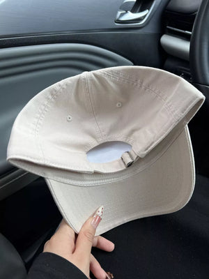 Khaki cotton baseball cap with adjustable strap detail