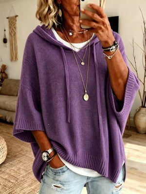 pullover hoodie in Purple with hooded and elbow sleeve
