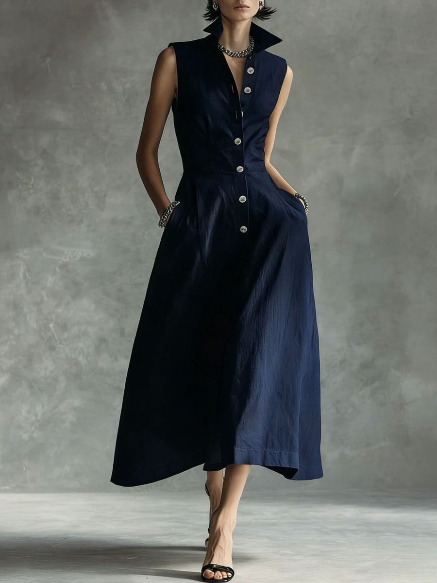 Light Blue A-line shirt dress with collared