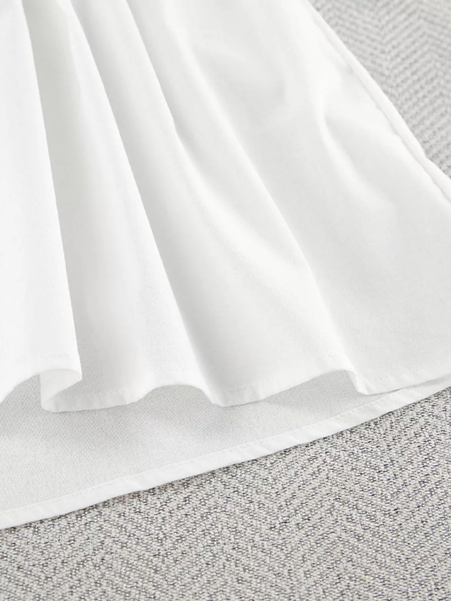 Tie Neck Puff Sleeve Lounge Dress in ivory with puff sleeve
