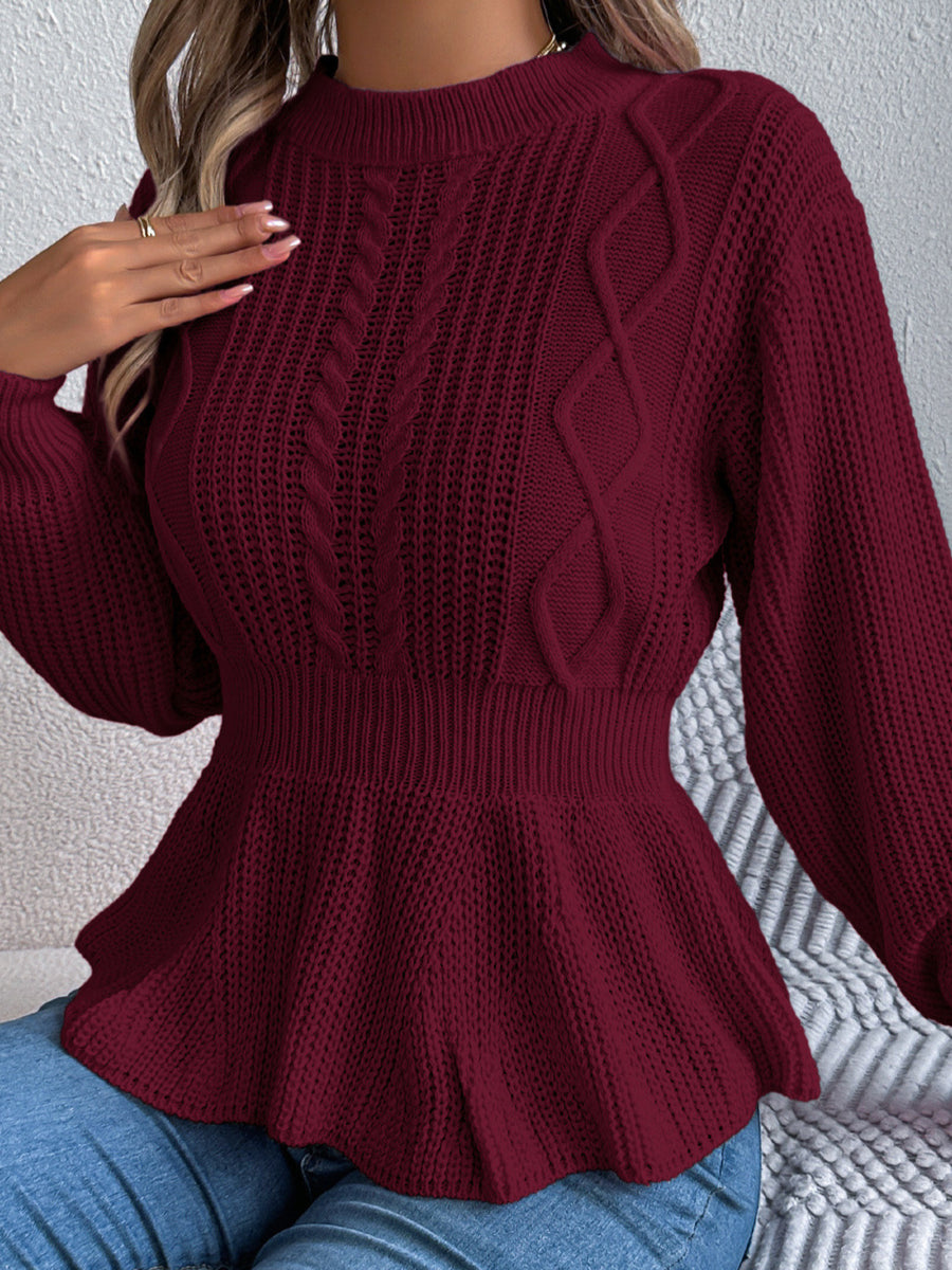pullover sweater in Burgundy with mock neck and long sleeve