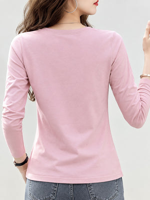 Pink t-shirt with hip-length and pullover