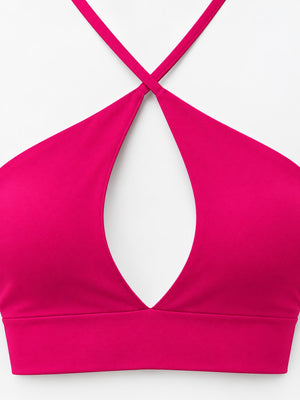 Halter Neck Cut-Out Crop Cami in Black
