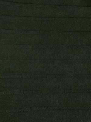 Women's ribbed knit hoodie dress in army green with horizontal texture detail.