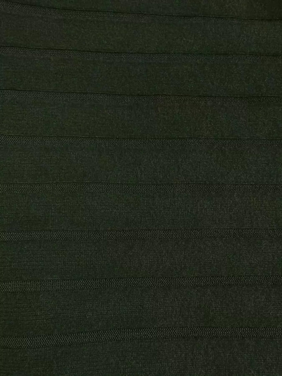 Women's ribbed knit hoodie dress in army green with horizontal texture detail.