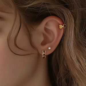 burgundy earrings featuring stud design and heart