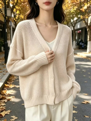 Pastel Yellow relaxed cardigan with v-neck