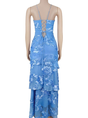 romantic maxi dress in Yellow with square neck