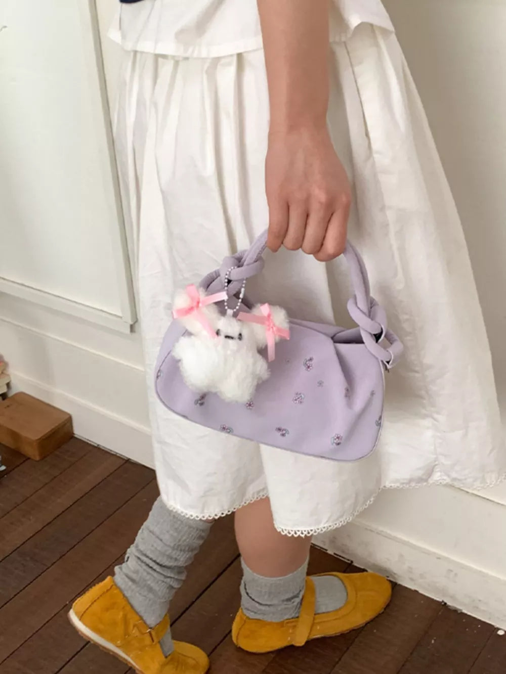 crossbody bag in pink with ruched and mini