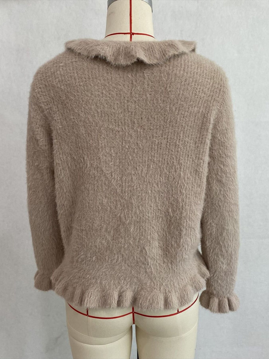 Khaki Color regular cardigan with collared