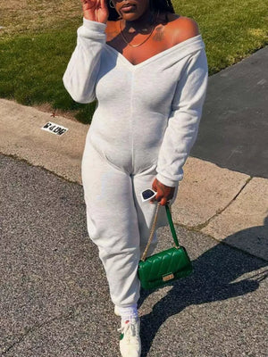 jumpsuit in light gray featuring oversized and oversized fit