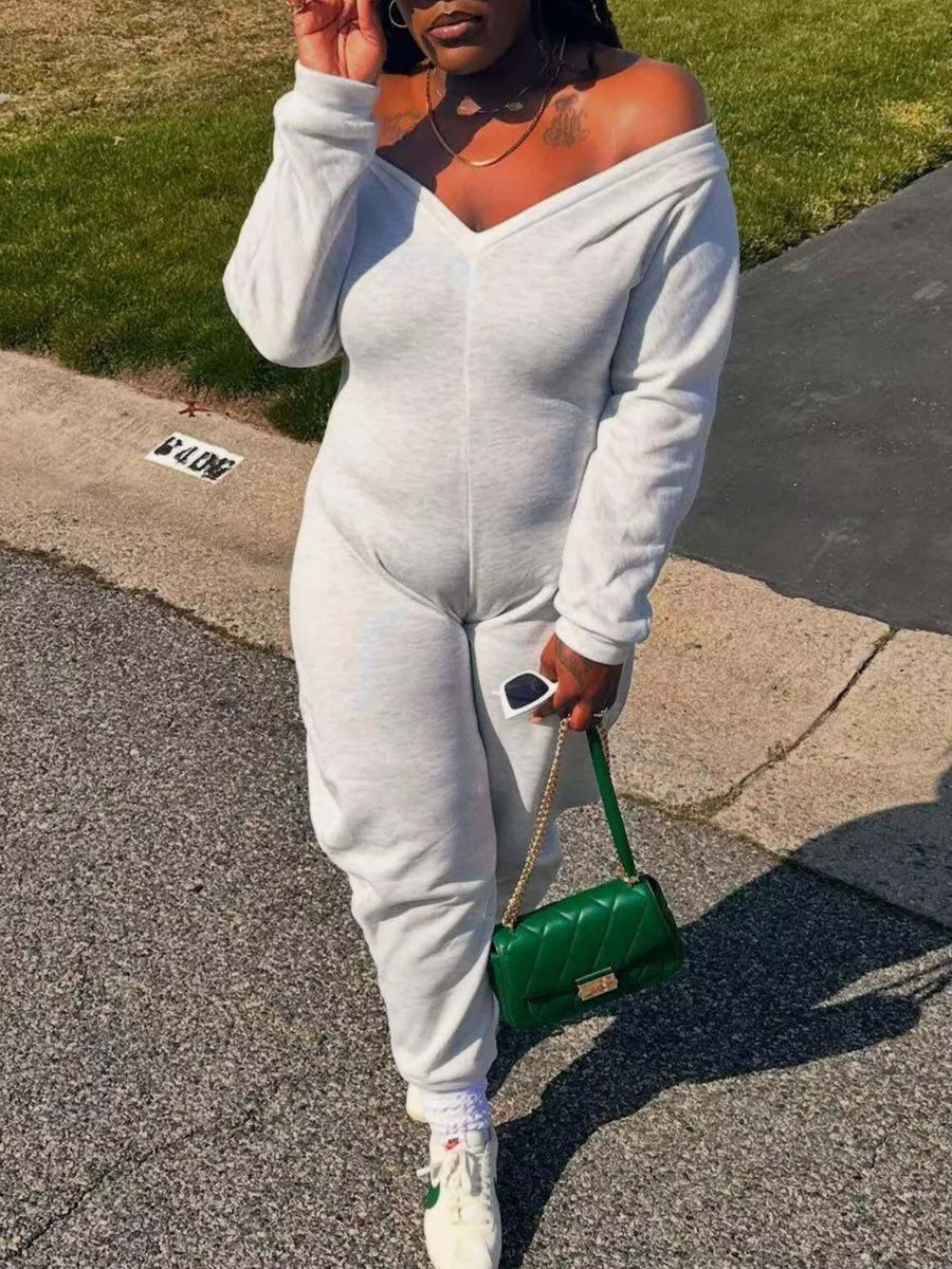jumpsuit in light gray featuring oversized and oversized fit