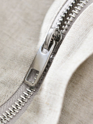 Beige bomber jacket with hip-length and zip-front
