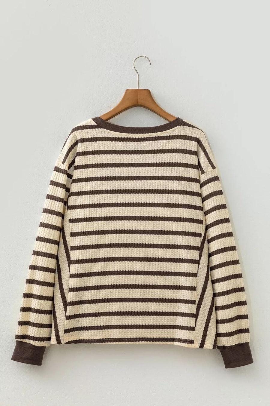 Stripe Patchwork Ribbed Cuff Pullover Sweatshirt option 8