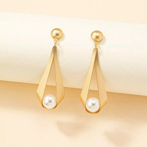Synthetic Pearl,18K Gold-Plated,Alloy Care instructions: Avoid wearing during ex earrings in white with geometric silhouette