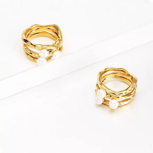 Synthetic Pearl,18K Gold-Plated,Copper Care instructions: Avoid wearing during e ring in white with fitted silhouette