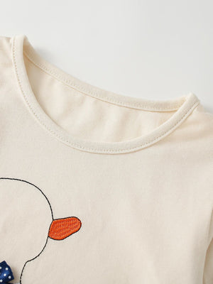 Cream sweatshirt featuring long sleeve and graphic-print