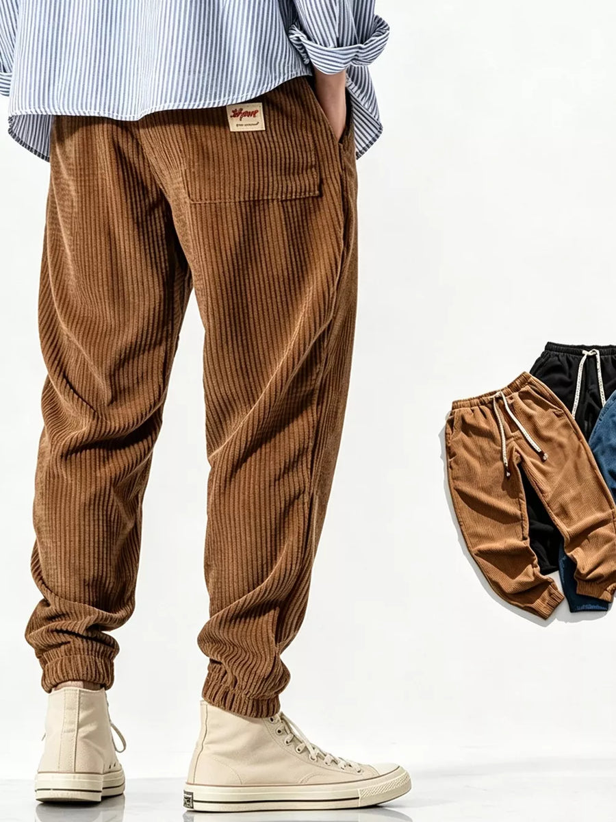 Black joggers with full-length and drawstring
