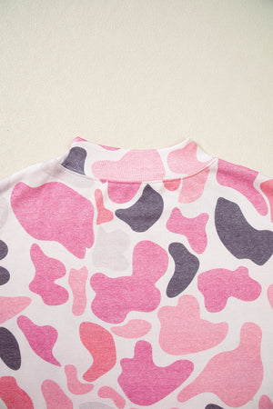 Camouflage Western Pullover Sweatshirt in light pink with stretchy
