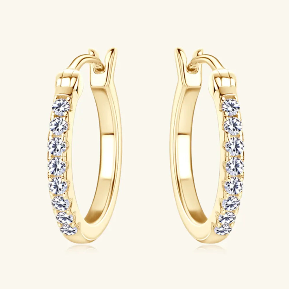 Gold pave-set mini hoop earrings with clear stones