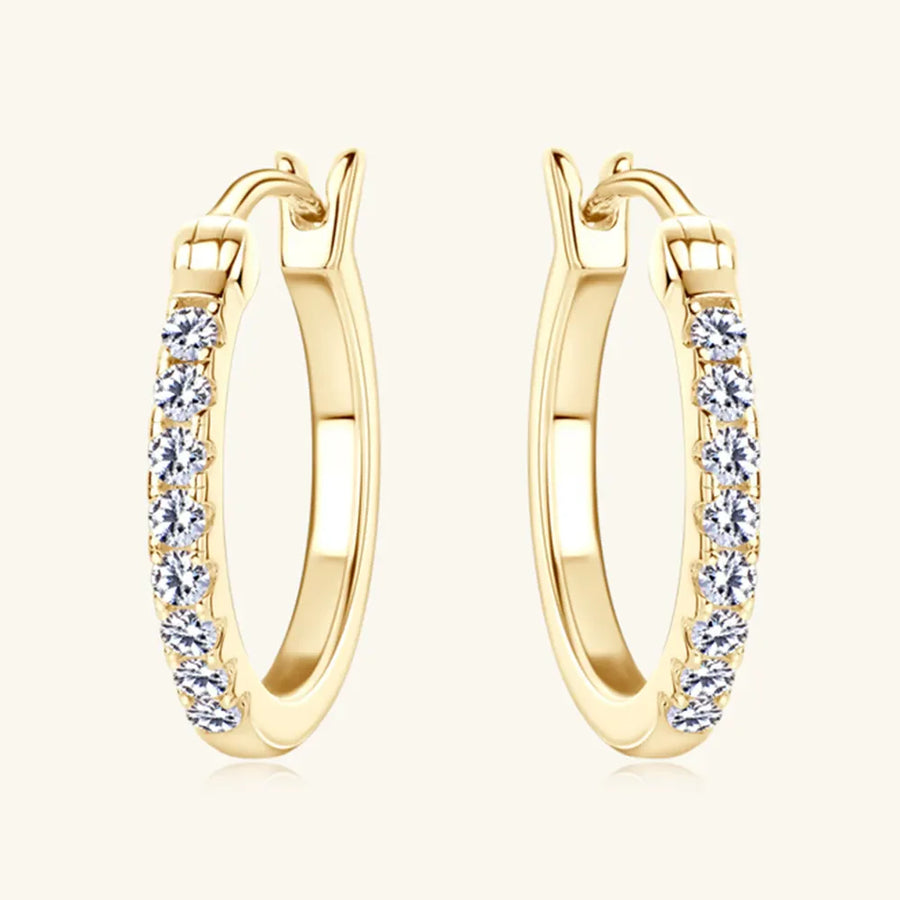 Gold pave-set mini hoop earrings with clear stones
