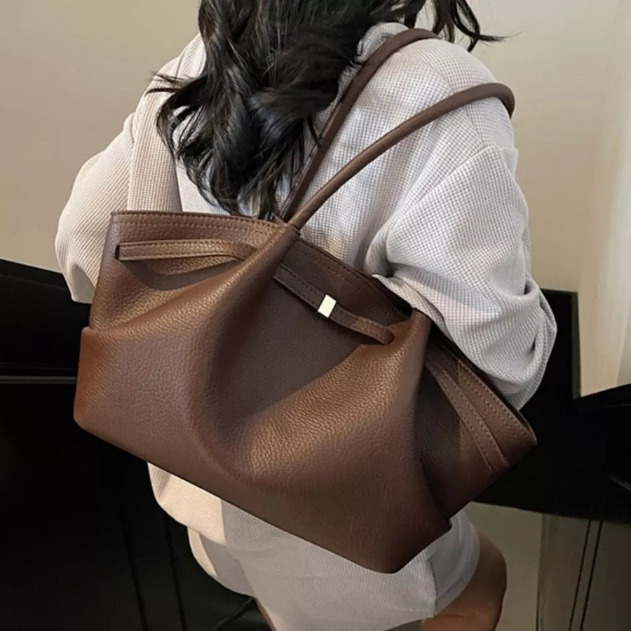 Khaki with Pu Leather Shoulder Bag