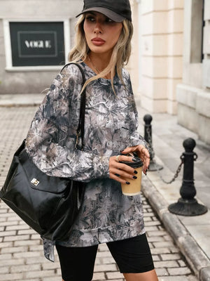 Printed Round Neck Sweatshirt in white