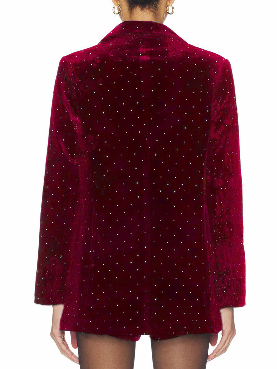 Wine Red blazer with hip-length and button-front