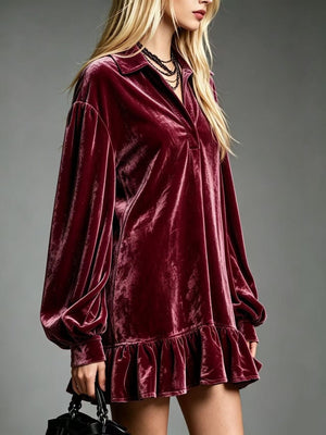 100% polyester Care instructions: Machine wash cold mini dress in Dark Violet with A-line silhouette