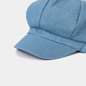 Vintage Style Denim Newsboy Hat in black with elastic