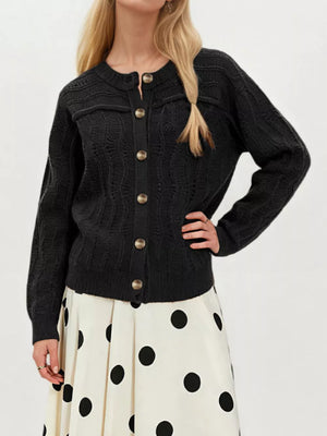 Apricot cardigan with seam detail and long sleeve