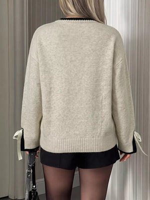 classic pullover sweater in black with crew neck