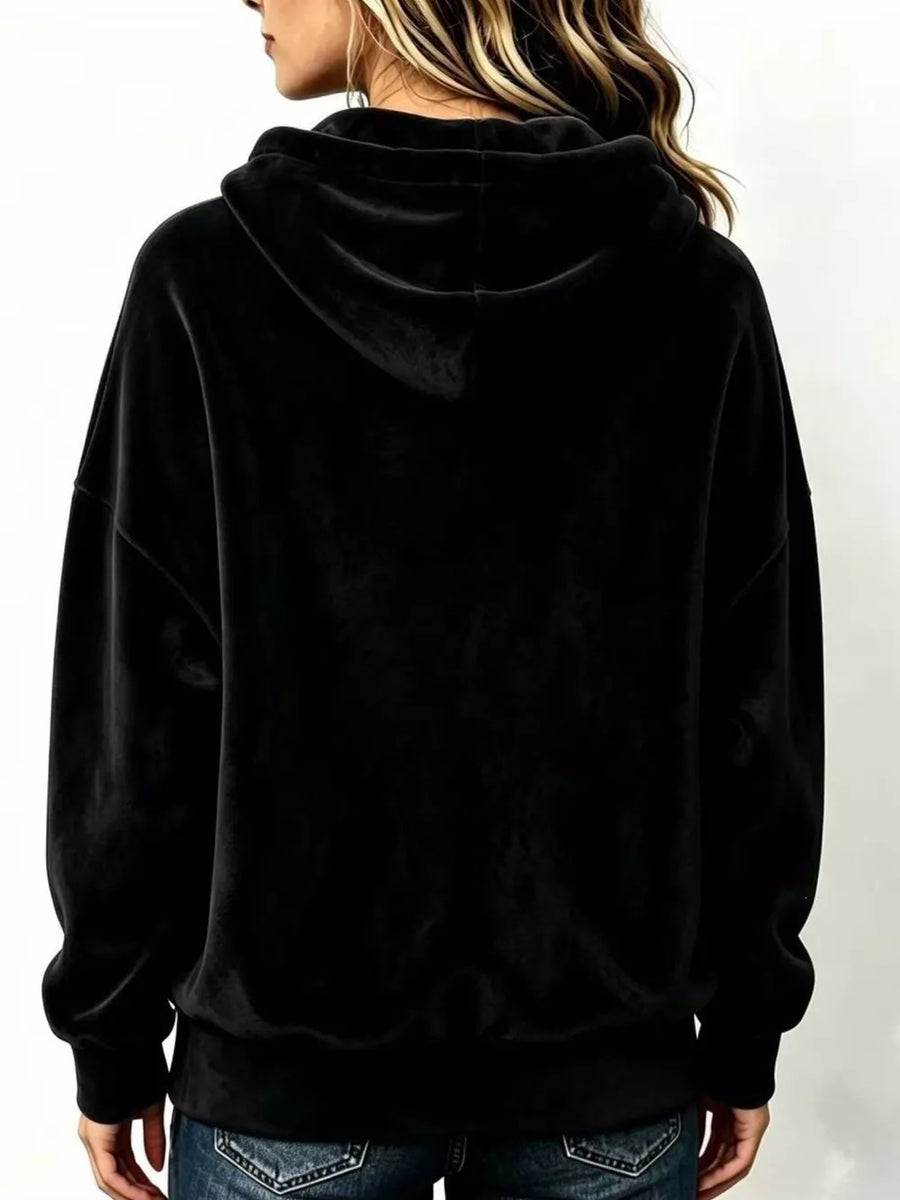 pullover hoodie in blush pink with drawstring and hip-length