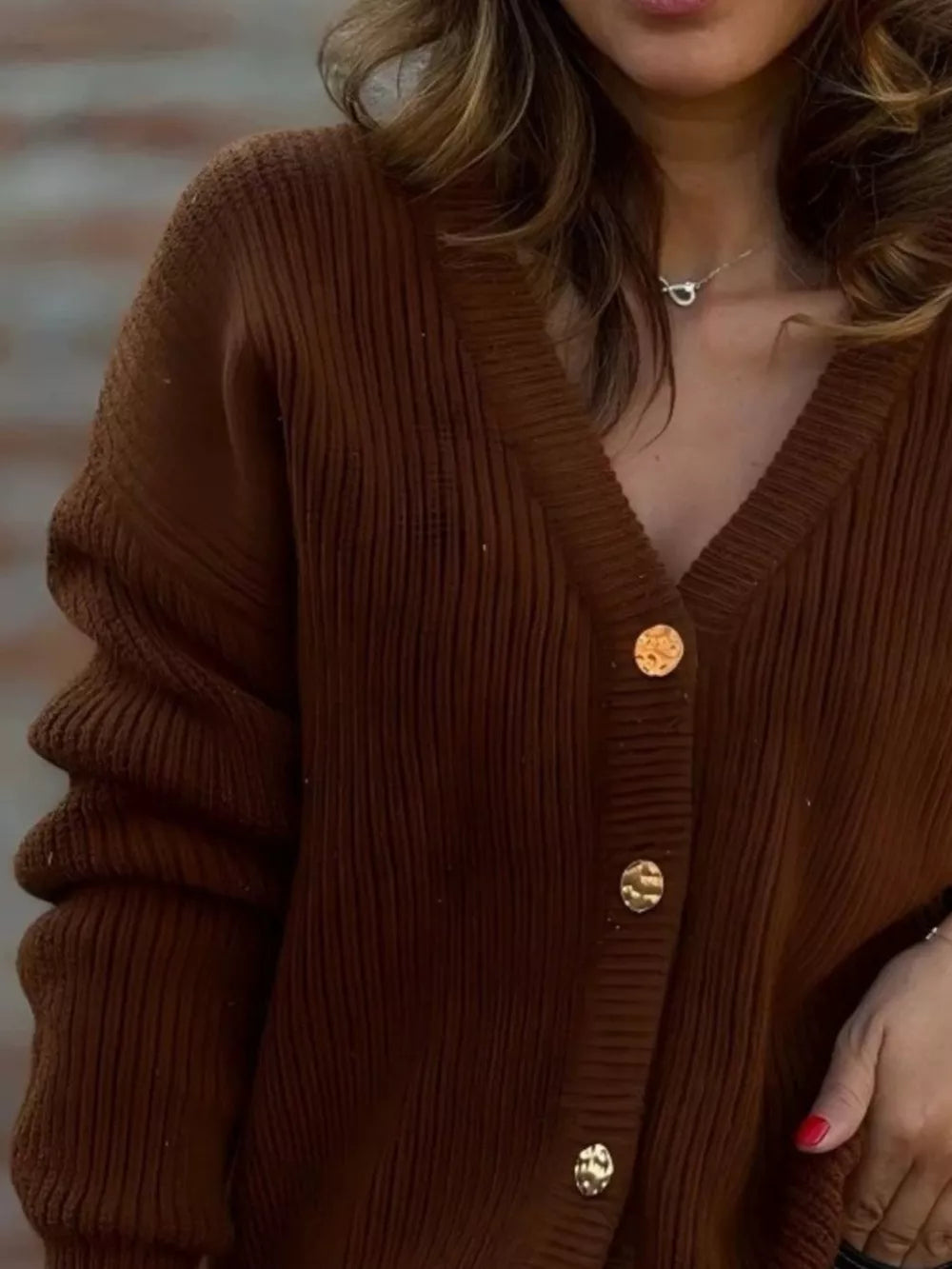 cardigan in Red with ribbed and ribbed