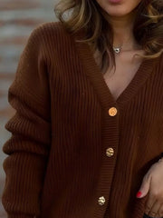 cardigan in Red with ribbed and ribbed
