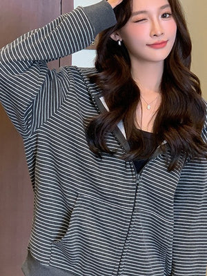 zip hoodie in charcoal with zipper and hip-length