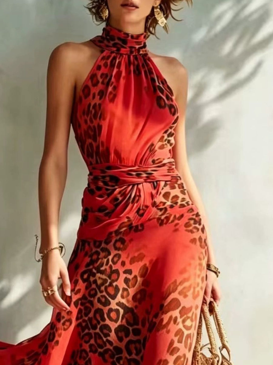 resort maxi dress in Green with halter